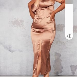 Curvy girl mocha corset dress